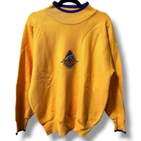 Bogner Other - Vintage Bogner Yellow Wool Blend Sweater Embroidered Mock Neck Ski Men's M Ski